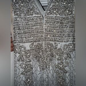 Sherri Hill Silver Beaded Dress